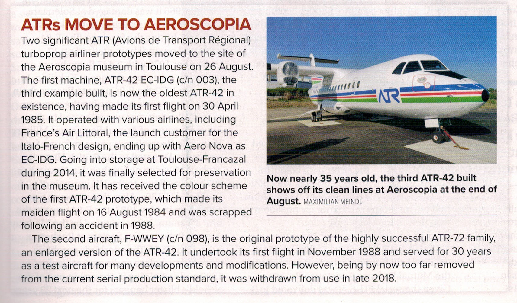 Article ATR Aeroplane